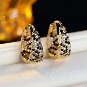 14K Gold Hanging Drop 2ct Black Onyx 1ct Diamond Earrings New 14K Silver Jewelry